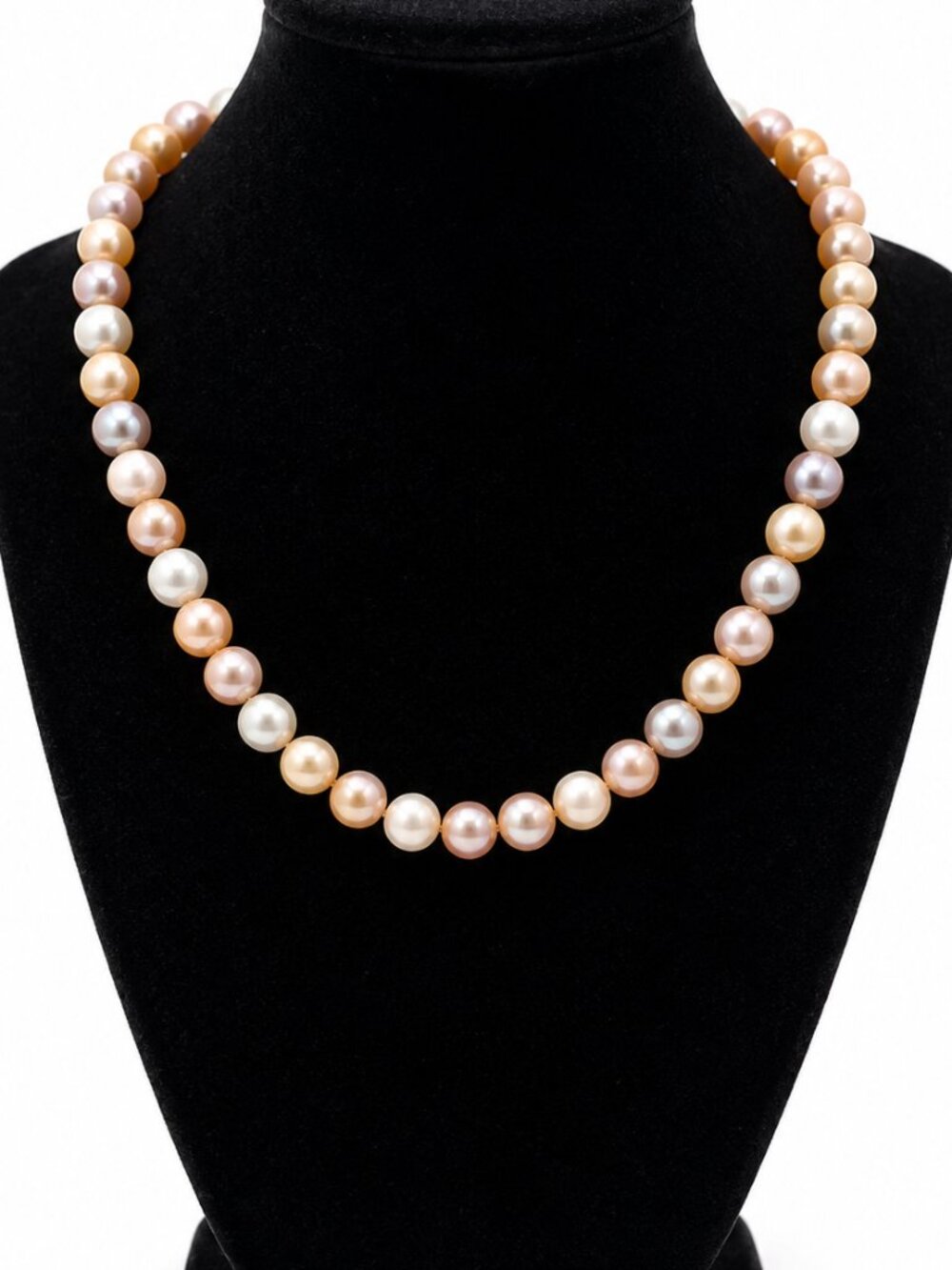 Vintage Multicolor Freshwater Pearl Necklace Hand Knotted 17"